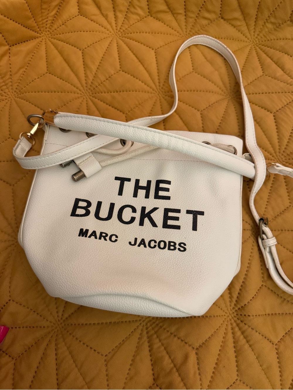 Designer inspired The Bucket White Leather Crossbody Bag